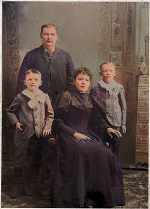 1890s - William Marilda with sons Roy Merrill-Colorized #2